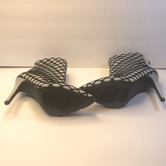 Blue Jean Ankle Boots With Black Fishnet - Picture 4 of 5